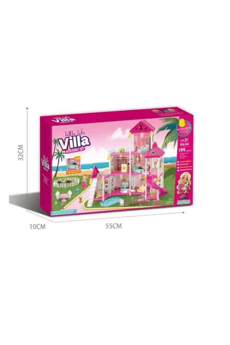 Dream House for Girls Villa Creative Role Play Set 3 Floors 8 Rooms Dollhouse With Garden Toddler Playhouse DIY Building Kids Gift for 3-10 Year Old Girls 218 Pieces - Image 2