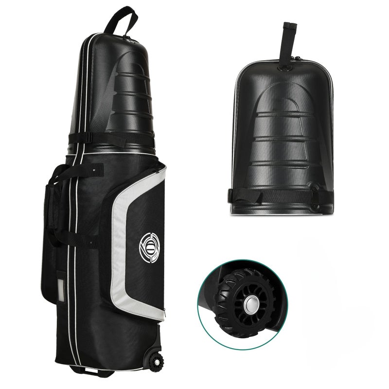 Shopsource Golf Travel Bag for Airlines, Golf Travel Case with Hard Case Top and Wheels, 1680D Heavy Duty Oxford Golf Travel Covers, Protect Golf Clubs, Lightweight, Easy to Maneuver Black - Image 1