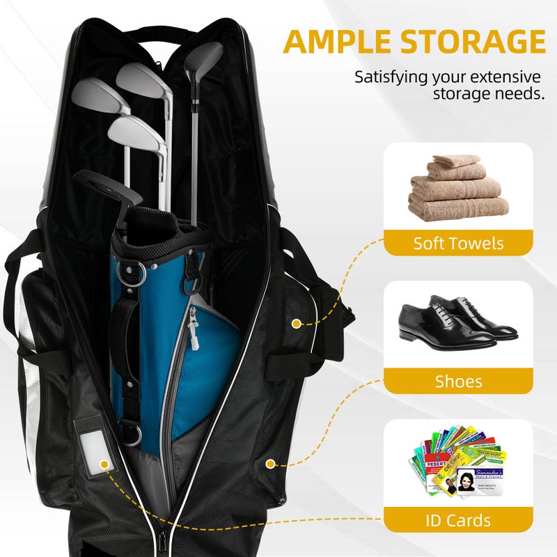 Shopsource Golf Travel Bag for Airlines, Golf Travel Case with Hard Case Top and Wheels, 1680D Heavy Duty Oxford Golf Travel Covers, Protect Golf Clubs, Lightweight, Easy to Maneuver Black - Image 2