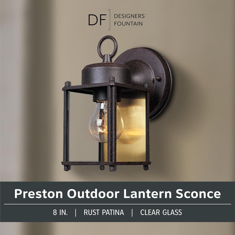 Designers Fountain 1161-RP Porch Outdoor Wall Lantern Sconce, 8in H, Rust Patina - Image 2