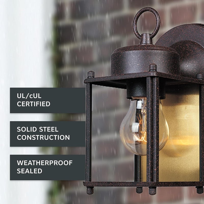 Designers Fountain 1161-RP Porch Outdoor Wall Lantern Sconce, 8in H, Rust Patina - Image 3