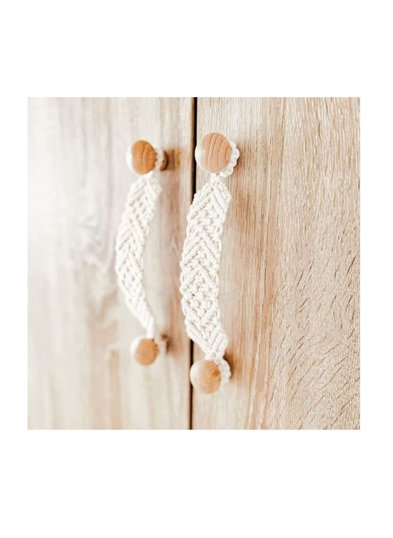 Generic 2 Pack Rope Knobs Door Handle Rope Knot Cabinet Drawer Cupboard Furniture Door Wooden Pulls Handles Drawer Pulls for Kitchen Cabinet Wardrobe Cupboard Cabinet knobs Dresser knobs  - Image 1