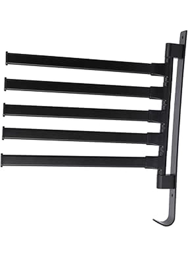 Rotatable Wall Mounted Towel Rack Holder With Bars Black Bathroom Kitchen Storage - Image 1