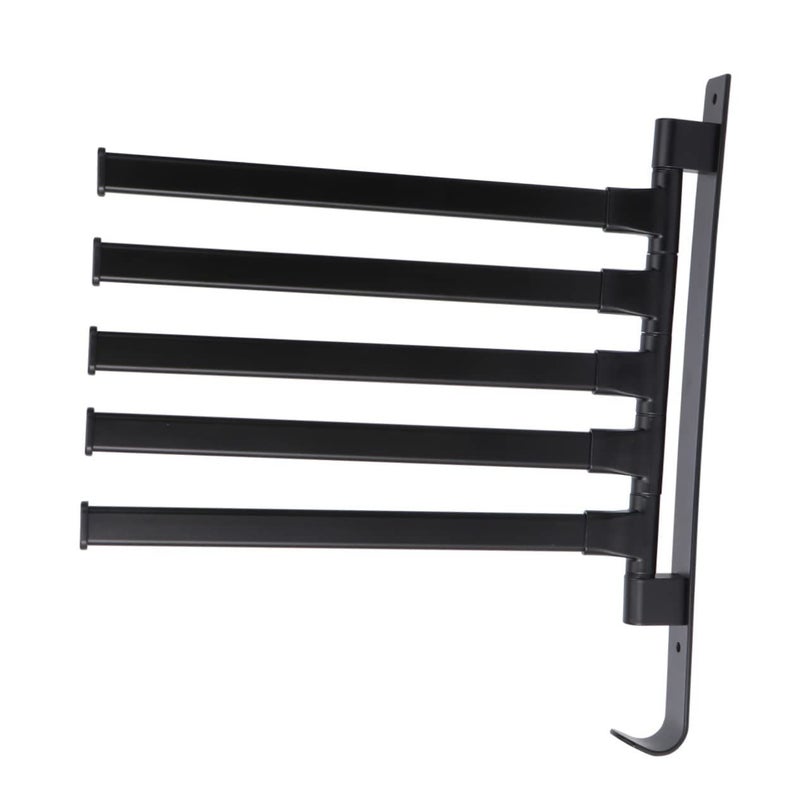 Rotatable Wall Mounted Towel Rack Holder With Bars Black Bathroom Kitchen Storage - Image 2