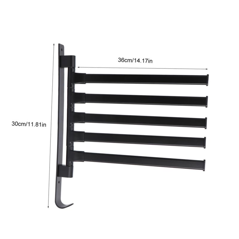 Rotatable Wall Mounted Towel Rack Holder With Bars Black Bathroom Kitchen Storage - Image 3