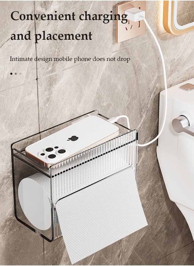 DUNISO - Toilet Paper Holder, Wall Mounted Tissue Holder, Tissue Box Dispenser & Storage, Napkin Paper Towel Holder for Bathroom Kitchen - Image 1
