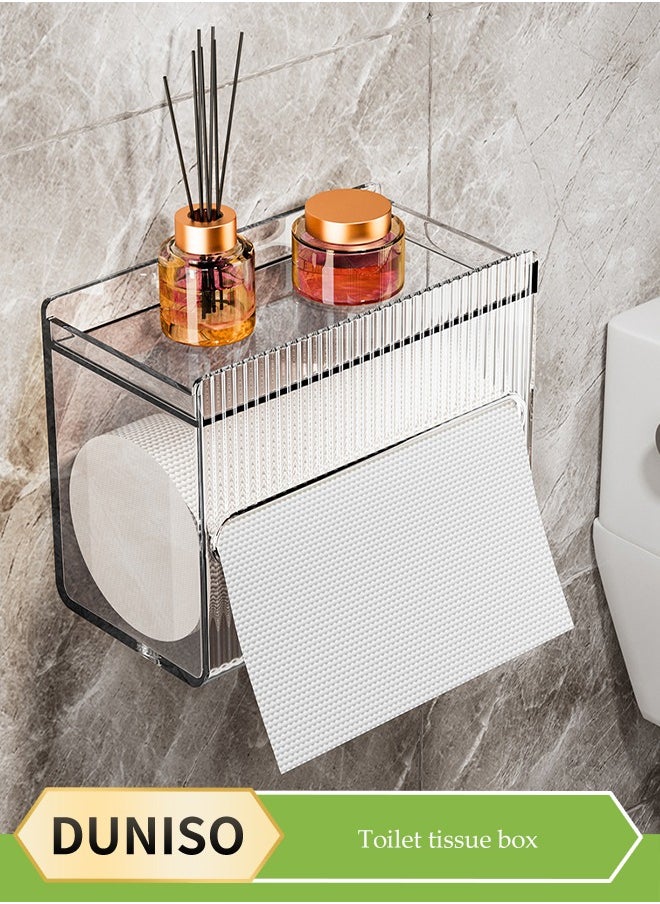DUNISO - Toilet Paper Holder, Wall Mounted Tissue Holder, Tissue Box Dispenser & Storage, Napkin Paper Towel Holder for Bathroom Kitchen - Image 1