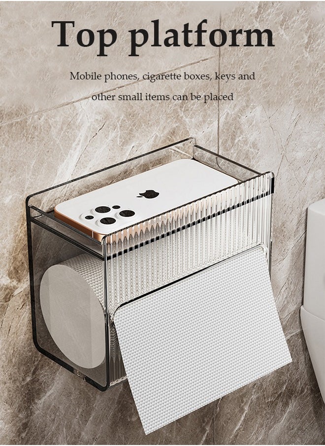 DUNISO - Toilet Paper Holder, Wall Mounted Tissue Holder, Tissue Box Dispenser & Storage, Napkin Paper Towel Holder for Bathroom Kitchen - Image 1