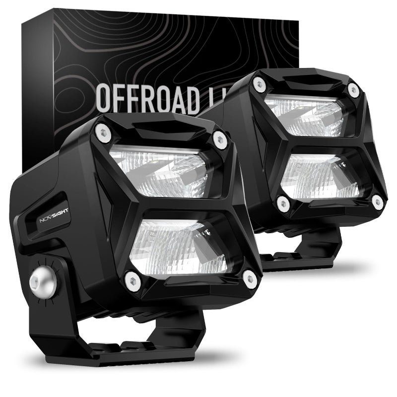 NOVSIGHT 3 Inch LED Pod Lights 80W 10800LM Off Road Lights Driving Light IP68 Waterproof LED Cube Light Work Light for Truck Jeep Boat Motorcycle SUV ATV UTV 2 Pcs