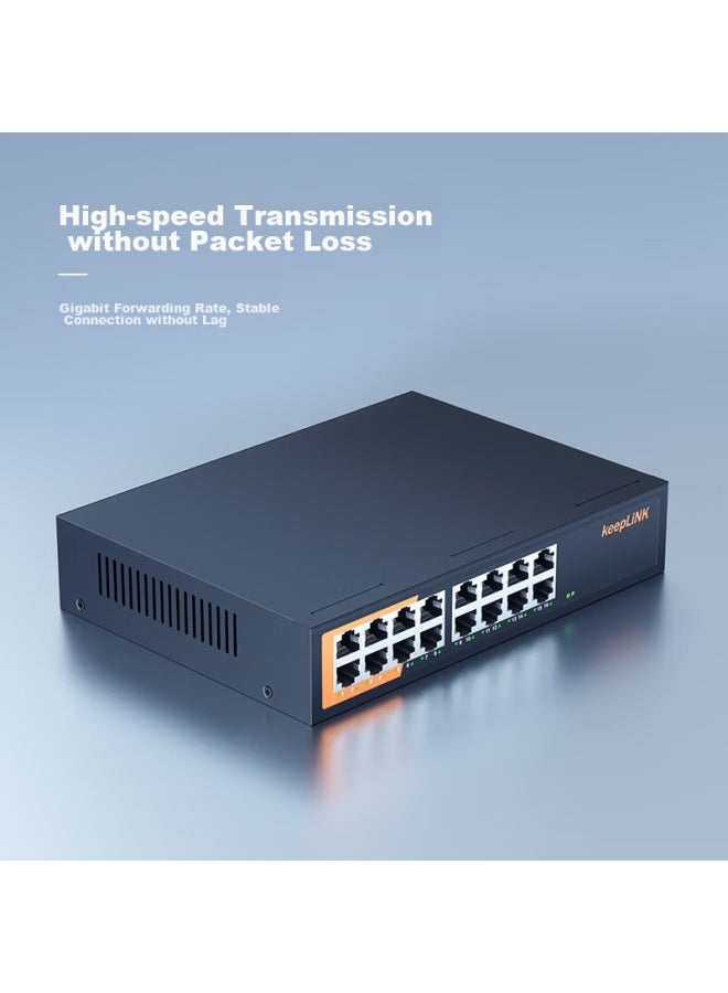 Keeplink Kp-9000 Gigabit 16-port Switch, Unmanaged Plug-and Enterprise-grade Switch, Monitoring Network Cable Splitter - Image 1