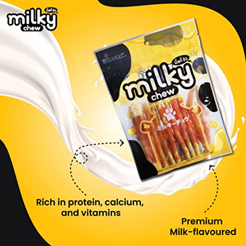 Dogaholic Milky Chew Stick Style Treats for Dogs of All Ages & Sizes | Premium Cheese & Chicken Flavored Dog Snacks | Strengthens Teeth & Bones | Healthy, Tasty & Nutritious Treats – Pack of 2 - Image 3