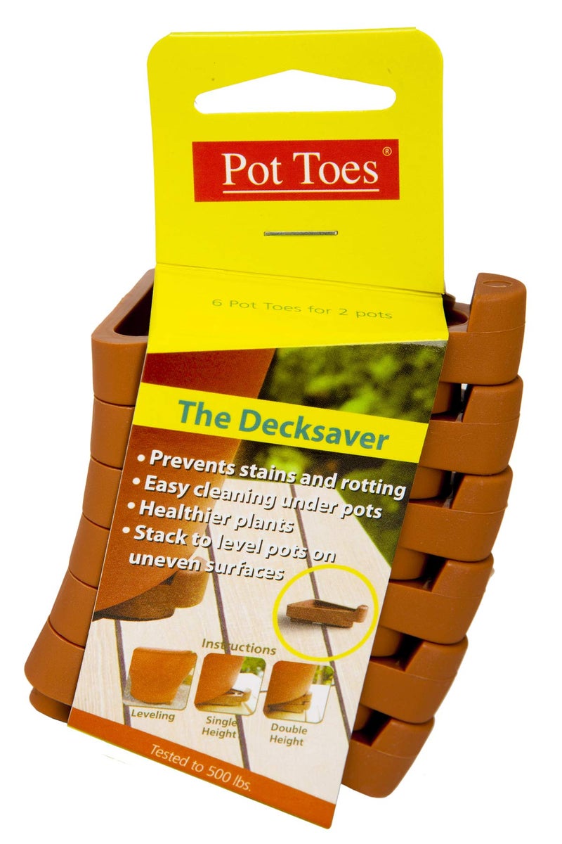 Bosmere Pot Toes, Plant Pot Risers for Indoor and Outdoor, Prevent Stains and Rotting on Wood, Cement, and Tile, Terra-cotta (Pack of 6) - Image 1