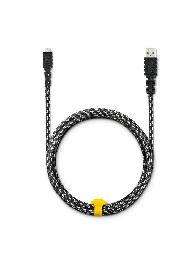 CAT Micro-USB to USB Double Woven Braided Charge Cable Black and White 6 ft CAT-PC-MICRO - Image 1