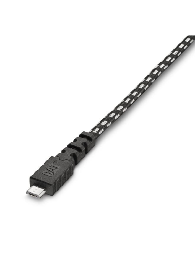 CAT Micro-USB to USB Double Woven Braided Charge Cable Black and White 6 ft CAT-PC-MICRO - Image 3