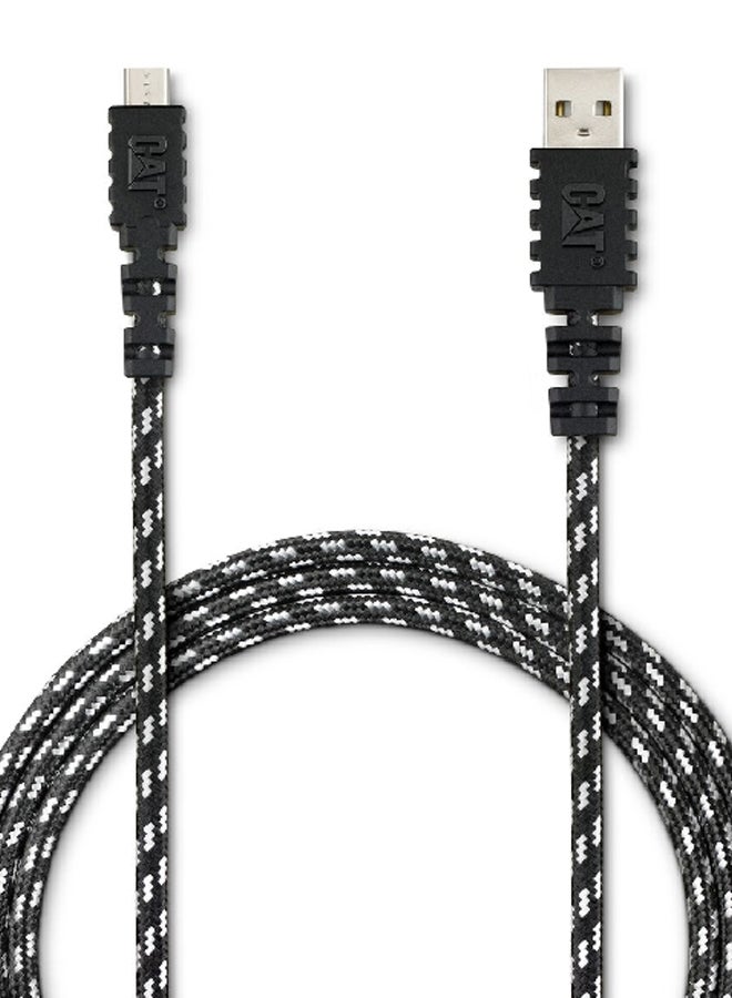 CAT Micro-USB to USB Double Woven Braided Charge Cable Black and White 6 ft CAT-PC-MICRO - Image 2