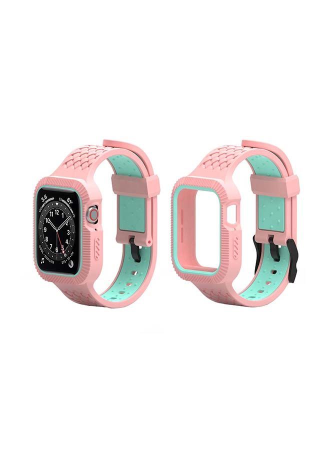 NIBEMINENT Braided Case Replacement Band For Apple Watch Series 6/SE/5/4 Pink Green