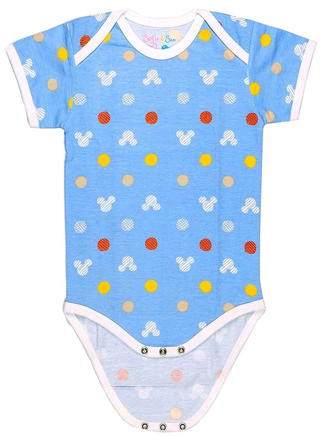 Sofie & Sam Premium Cotton 1 Pc Baby Romper Half Sleeves (6-9) Months - Mouse/Blue - Image 1