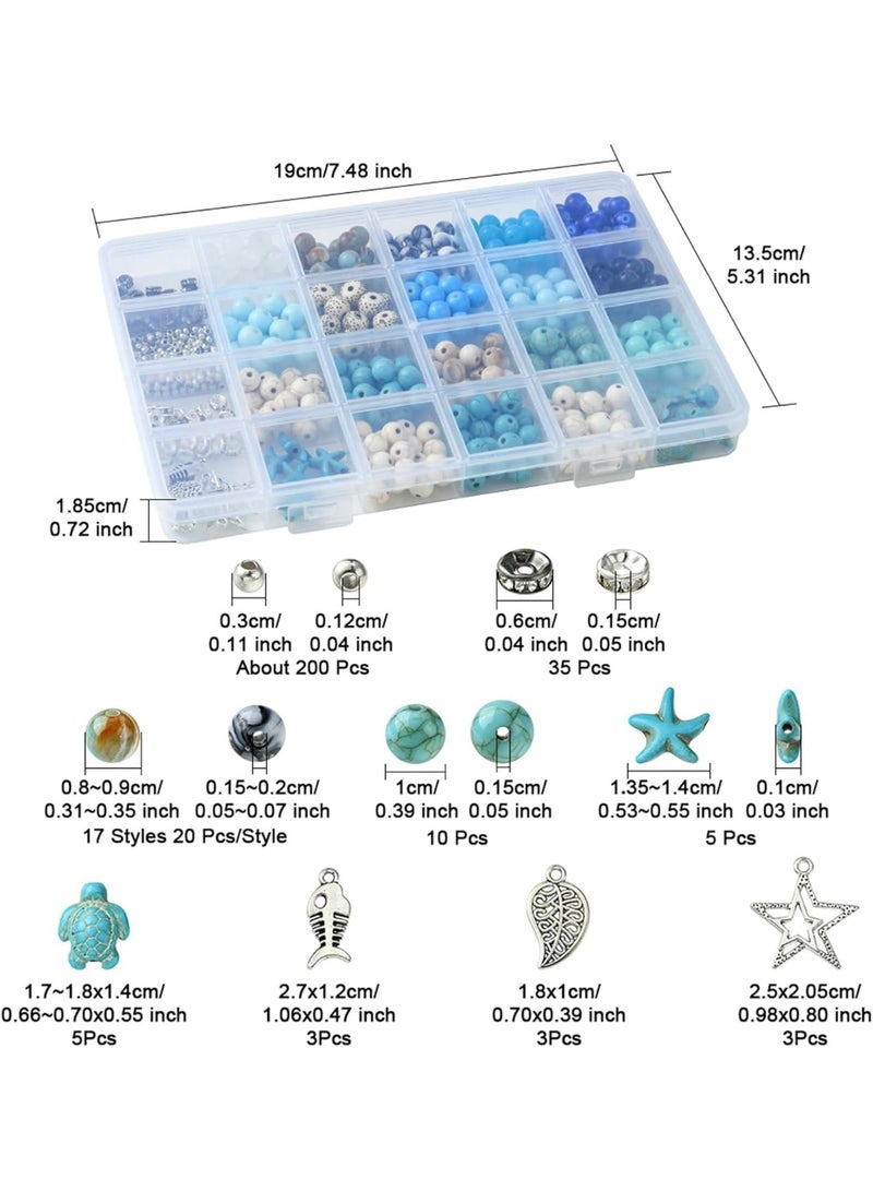 640PCS Beach Turquoise Beads for Jewelry Making Ocean Turtle Starfish Summer Boho Charms Pendant Beads for Bracelets Necklaces Earrings Crafting - Image 2