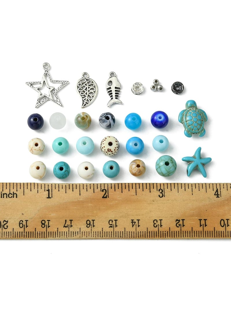 640PCS Beach Turquoise Beads for Jewelry Making Ocean Turtle Starfish Summer Boho Charms Pendant Beads for Bracelets Necklaces Earrings Crafting - Image 3