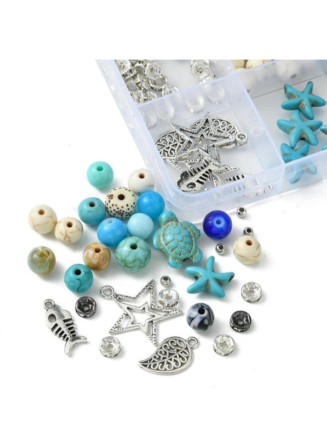640PCS Beach Turquoise Beads for Jewelry Making Ocean Turtle Starfish Summer Boho Charms Pendant Beads for Bracelets Necklaces Earrings Crafting - Image 4