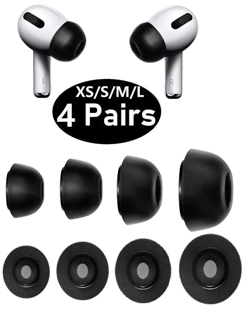 JNSA Premium Memory Foam Tips Compatible with AirPods Pro 2nd gen. and 1st gen, No Silicone Eartips Pain. Anti-Slip Eartips, Fit in The Charging Case, 4 Pairs (XS/S/M/L, Foam Black) - Image 2