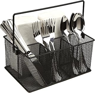 Mind Reader Storage Basket Organizer, Utensil Holder, Forks, Spoons, Knives, Napkins, Perfect for Desk Supplies, - Image 1