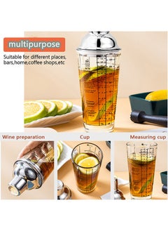 Yolu 400ml Clear Glass Cocktail Shaker Cup With Measuring Jigger, Bartender Tools Kit, Drink Shaker with strainer for kitchens, bars, coffee shops, hotels, clubs  - Image 2