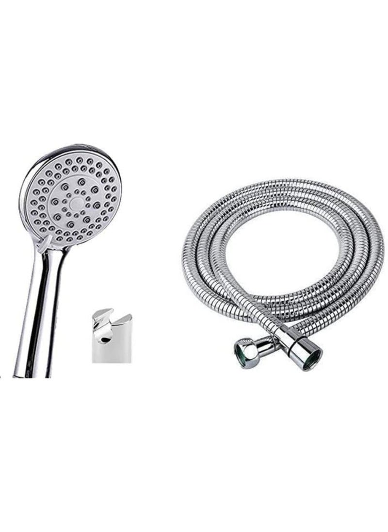 Hand Shower with 15 Meter Flexible Tube and Wall Hook Chrome Finish Silver Hand Shower Only 
