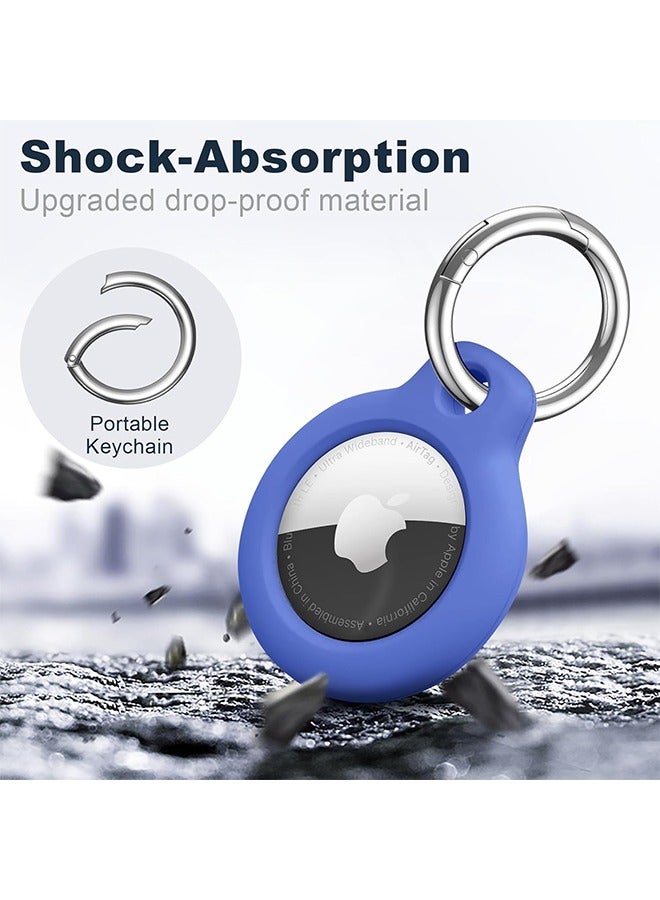 4 قطع من جراب الحماية المصنوع من السيليكون لجهاز Apple AirTag مع سلسلة مفاتيح، مقاوم للغبار، سهل التنظيف للأطفال وكبار السن وحقيبة الظهر وأطواق الحيوانات الأليفة والمحافظ والأمتعة - Image 3