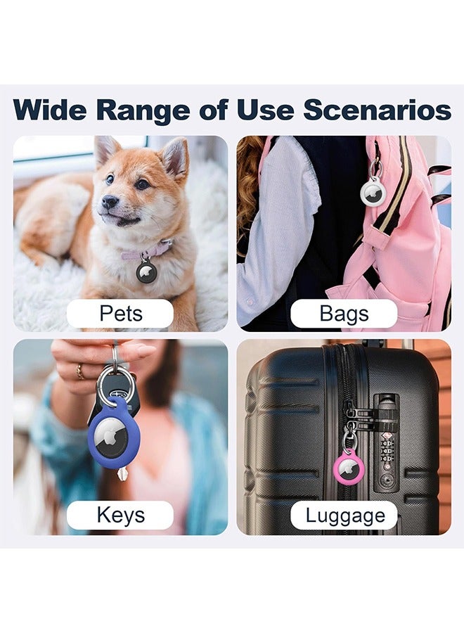4 قطع من جراب الحماية المصنوع من السيليكون لجهاز Apple AirTag مع سلسلة مفاتيح، مقاوم للغبار، سهل التنظيف للأطفال وكبار السن وحقيبة الظهر وأطواق الحيوانات الأليفة والمحافظ والأمتعة - Image 4