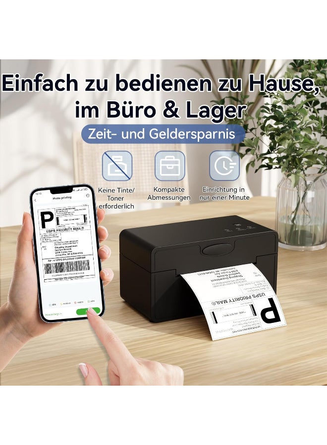 PeriPage Thermal Label Printer 4x6, DHL Shipping Label Printer, Wireless Bluetooth Label Printer for DHL UPS USPS, Compatible with iPhone iPad Windows Black Color - Image 2