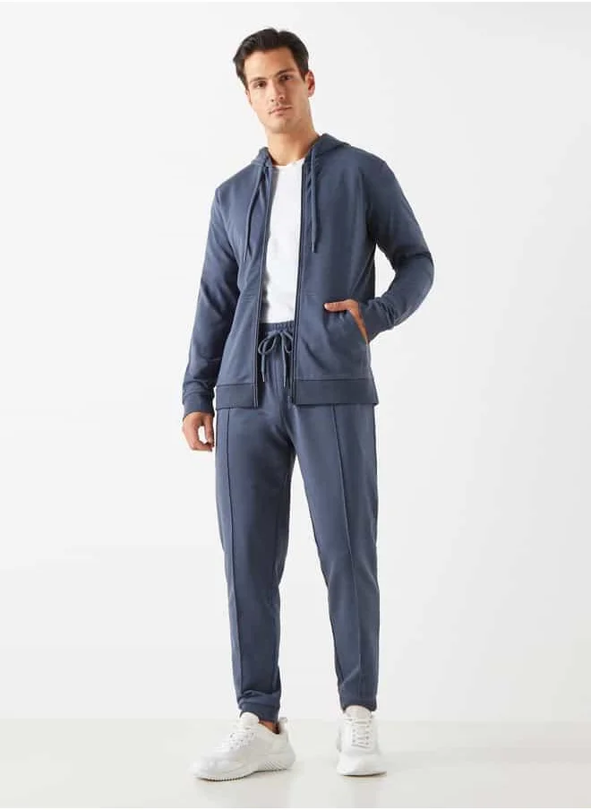 ADOT by Splash Solid Zip Through Sweatshirt with Hood and Long Sleeves