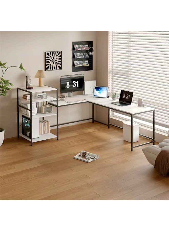 CityRiya-Long Computer Desk, Gaming Desk, 100 * 100 * 45 * 78cm Home Office Desk, L-shape Corner Computer Writing Table, Work Study Table, Simple Laptop PC Table, Large Workstations for Home Office (White) - Image 3