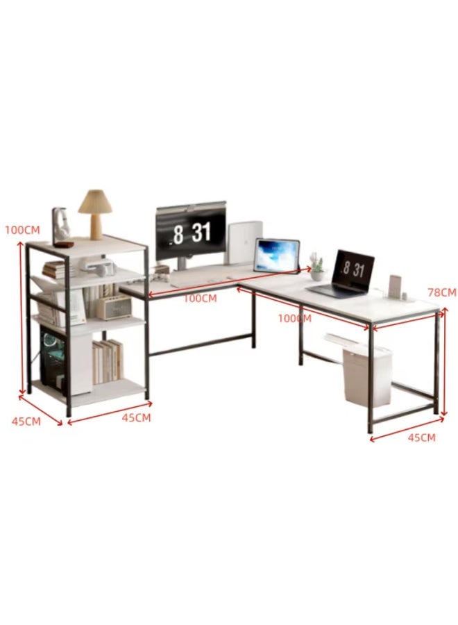 CityRiya-Long Computer Desk, Gaming Desk, 100 * 100 * 45 * 78cm Home Office Desk, L-shape Corner Computer Writing Table, Work Study Table, Simple Laptop PC Table, Large Workstations for Home Office (White) - Image 4
