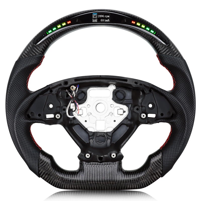 VOONKE Real Carbon Fiber Steering Wheel For Chevrolet Corvette C7 20142019 with LED Shift Indicator Dshaped Nappa Perforated Leather Flatbottom Steering Wheel