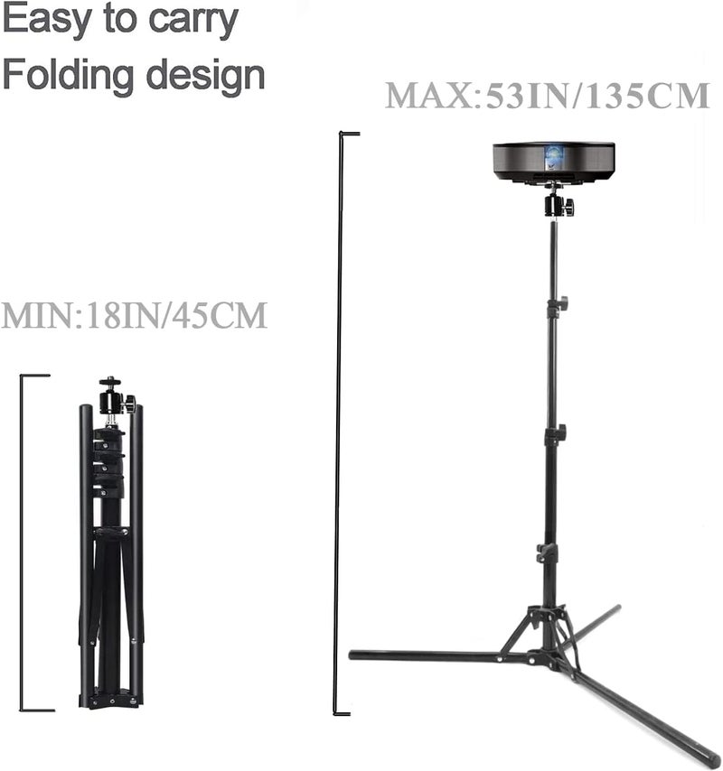 Coret Mini Projector Stand, Portable Camera Holder with 360 Rotatable Head, Adjustable Height 26-60in - Image 3