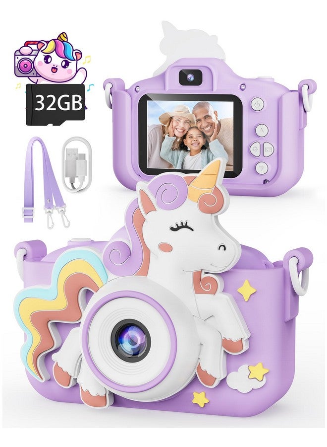 Kikapabi Kids Camera, Unicorn Toys for Girls Boys Age 3-8, Christmas Birthday Gifts for Girls Age 3 4 5 6 7 8, Digital Camera with Silicon Cute Cover for Kids, Toddler Camera with 32G SD Card - Image 1