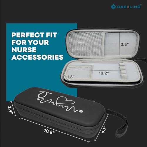 Caseling Hard Stethoscope Case for 3M Littman Classic III, Lightweight II S.E, Cardiology IV, MDF Acoustica - Nurse ID Slot and Pockets for EMT Accessories, Medical Scissors, LED Penlights, Black - Image 2