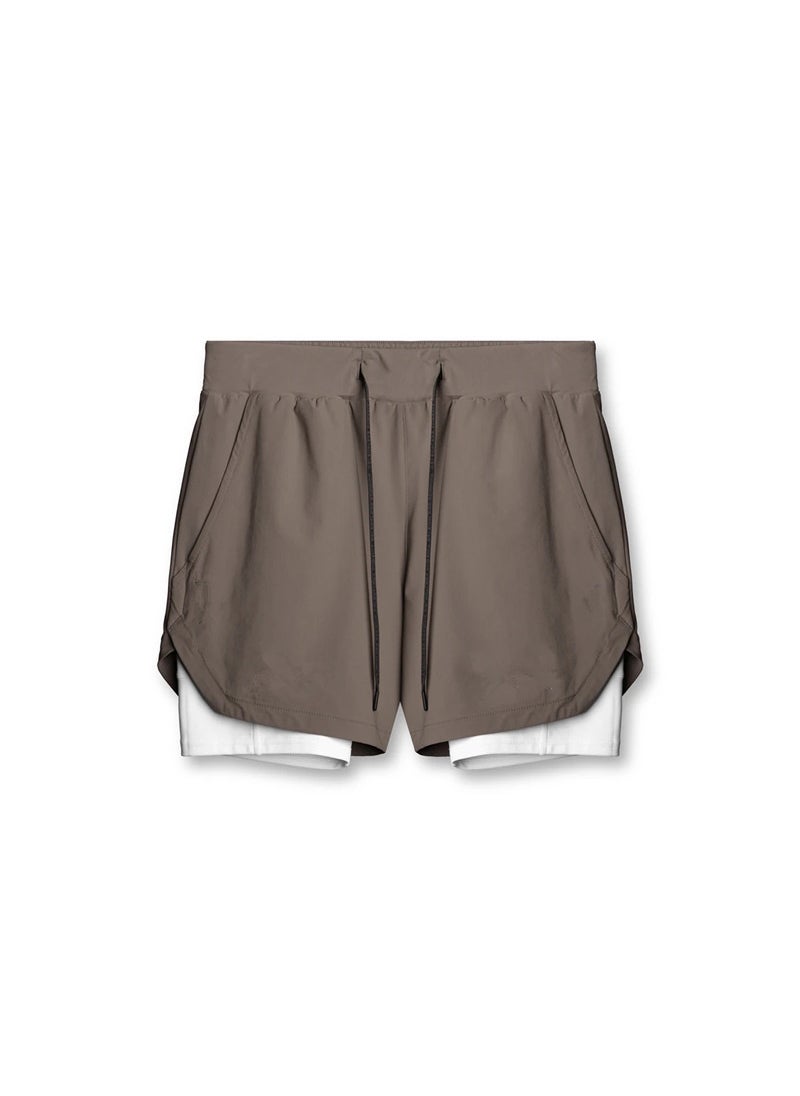 2022 foreign trade new summer trendy sports shorts mens outdoor running training pants breathable double-layer shorts men Light khaki  - Image 2