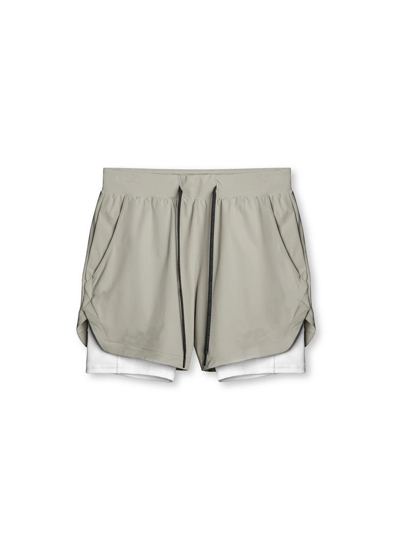 2022 foreign trade new summer trendy sports shorts mens outdoor running training pants breathable double-layer shorts men Light khaki  - Image 3