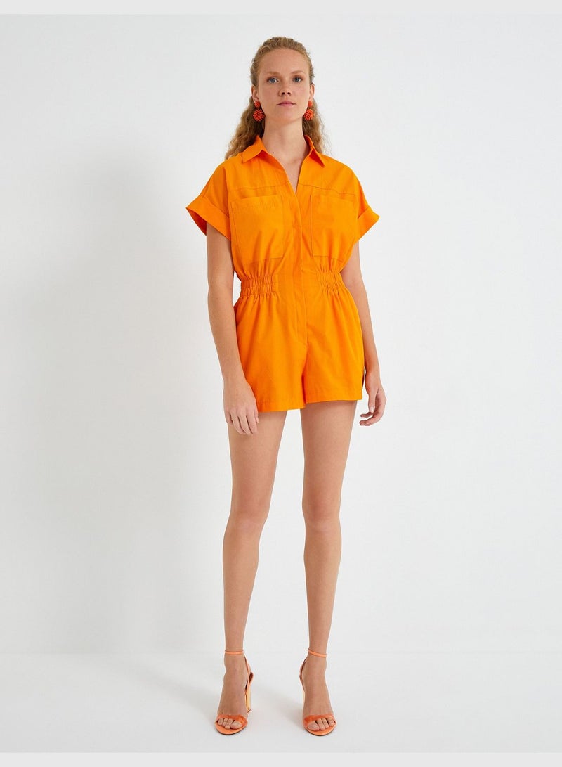 KOTON Shorts Jumpsuit Short Sleeve Pocket Cotton - Image 2