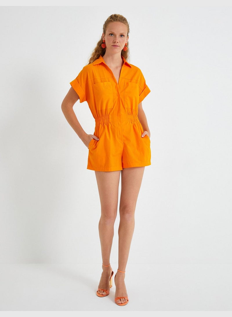 KOTON Shorts Jumpsuit Short Sleeve Pocket Cotton - Image 3