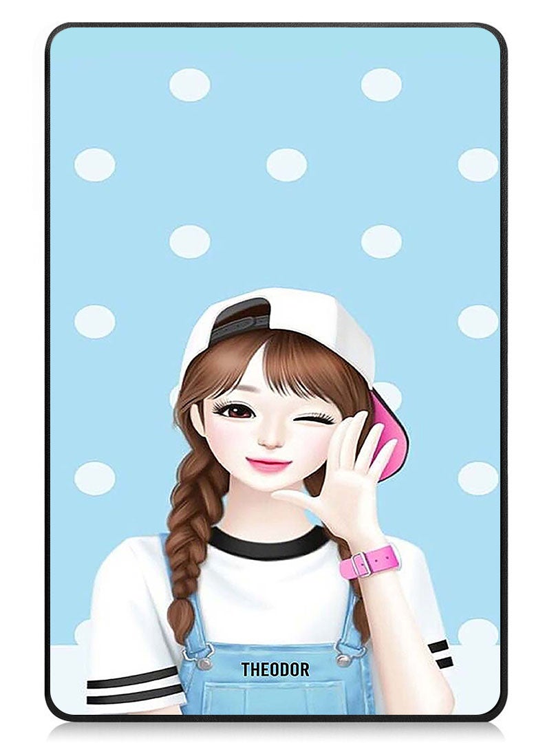 Theodor Protective Flip Case For Apple iPad Pro 13 (2024) With Trifold Stand Auto Wake Sleep Shockproof Cover girl wear cap copy - Image 1