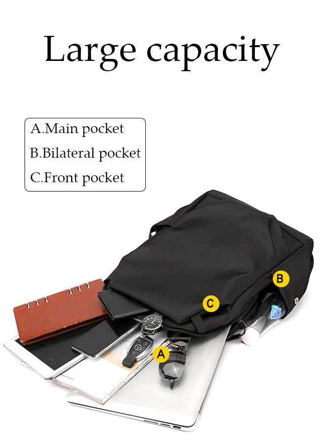 DUNISO Large Capacity Nylon Fabric Shoulders Bag,Waterproof Laptop Backpack With USB Charge Port And headphone Jack Suitable for 15.6-Inch Laptops For Travel,Business,Black - Image 5