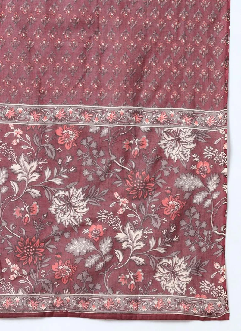 زيري سوق This is a Maroon printed Kurta with Sharara with dupatta