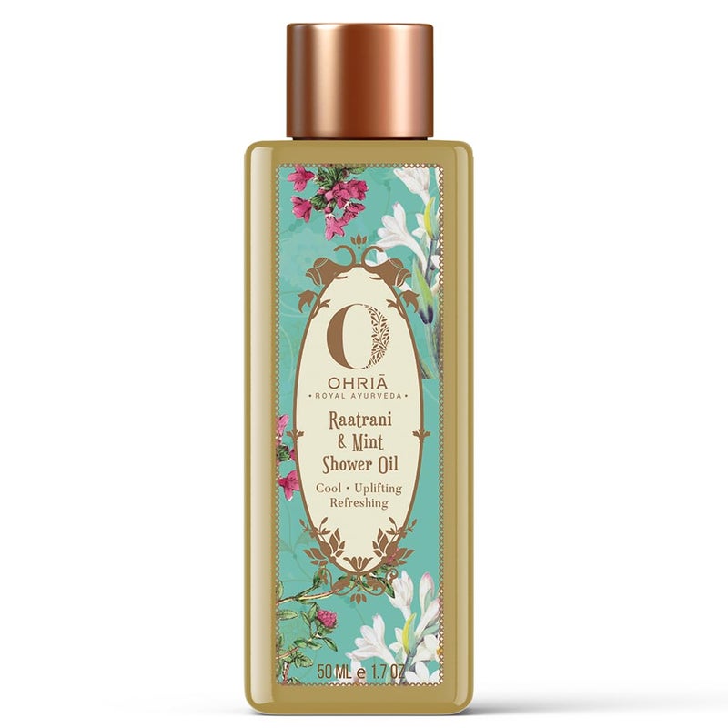 Ohria Ayurveda Raatrani  Mint Shower Oil  Cooling Uplifting  Refreshing Men  Women For All Skin Types  50ml - Image 1