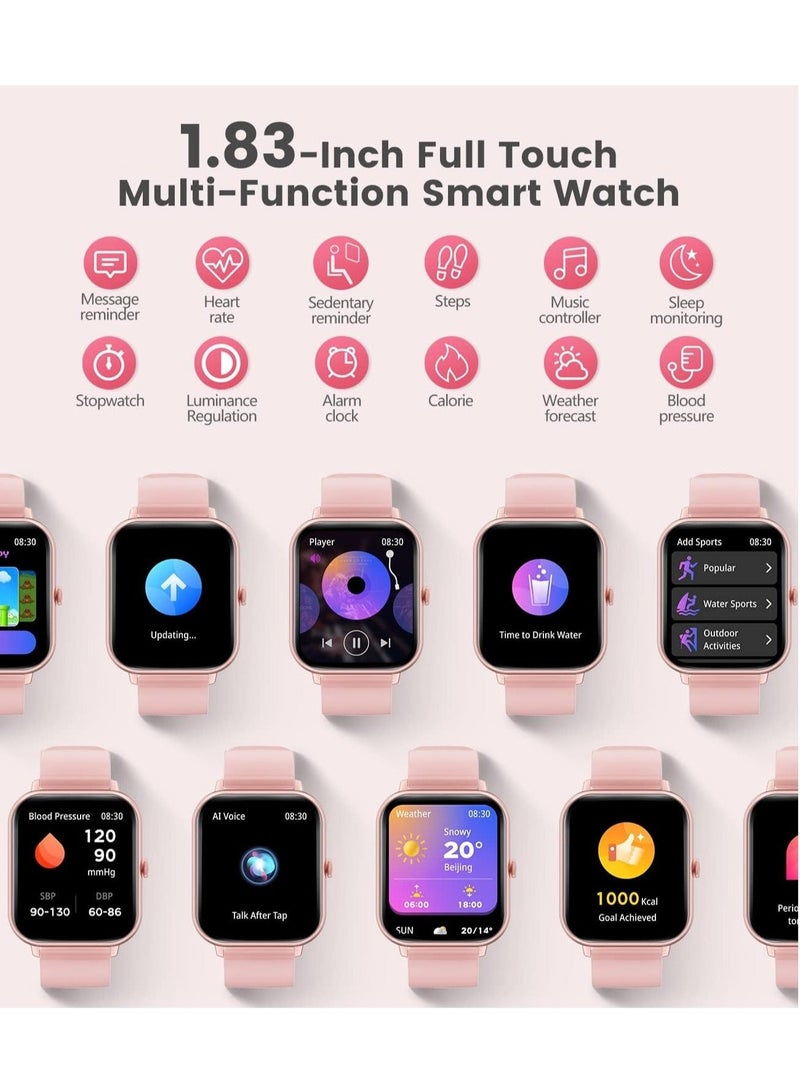 1.83-inch Smartwatch with Answer/Make Calls, Fitness Tracker Heart Rate Monitor, Sleep Monitor, Step Counter with 21 Sports Modes, IP68 Waterproof Smart Watch for Android/iPhones - Image 3