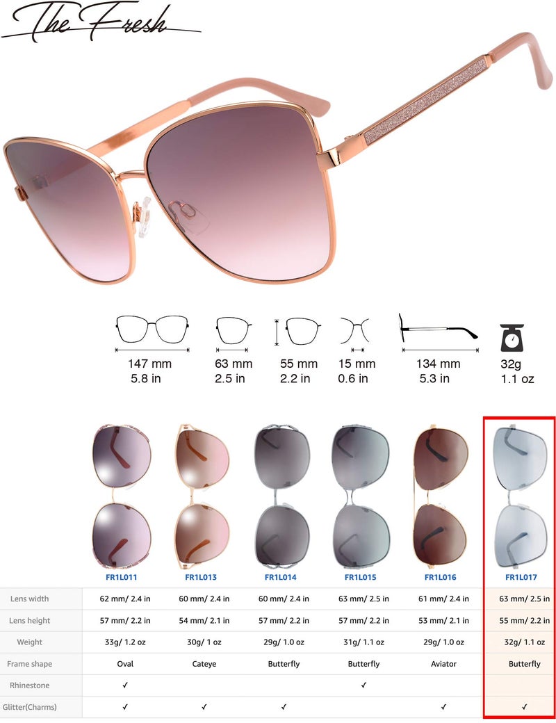 The Fresh Classic Crystal Elegant Women Beauty Design Sunglasses Gift Box (L173-Rose Gold, Brown/Pink) - Image 3