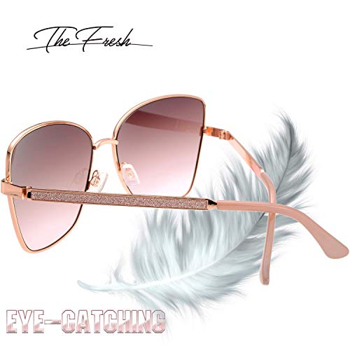 The Fresh Classic Crystal Elegant Women Beauty Design Sunglasses Gift Box (L173-Rose Gold, Brown/Pink) - Image 5