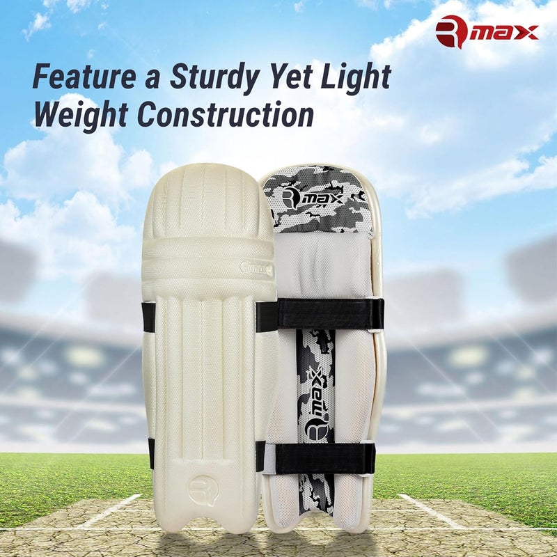 RMAX حماية الساق للعبة الكريكيت بحجم كامل، أبيض - Image 2